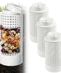In-Ground Compost Bin Kit, Three-Piece 4x10 Inch PVC Composter Tumbler Outdoor Odor-Free Bin in ground with worms and waste