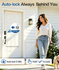 Hassle Free Smart Keyless Deadbolt With Touch Screen Fingerprint Reader And Mobile App Access Rock Solid Front Door Lock setup in use.