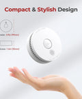 Heavy Duty Smoke Detectors With 9V Replaceable Battery 8 Pack House Fire Alarms shown in compact design in hand