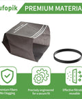 Three Pack Dust Cloth Filter Bags For Craftsman 2 To 2.5 Gallon Wet Dry Shop Vacuums And Powerhead Bucket Vac Includes Retaining Band, shown with a bag and band.