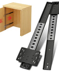 Heavy Duty Twenty Inch Cabinet Pocket Door Slides Featuring Full Extension Ball Bearings for smooth glide in housing cabinet setup.