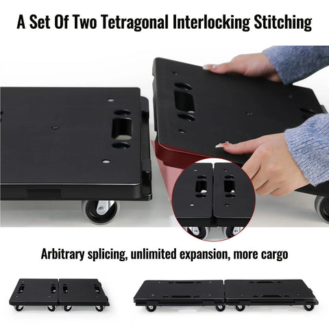Heavy Duty Furniture Dolly With Interlocking 4 Wheel Flat Dollies 16 X 11 Inches 500 LB Capacity shown interlocking two-pack