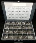 A2 Stainless Flat Head Socket Cap Screws And Countersunk Screw Assortment Kit 1600 Pieces in a gray tray with compartments