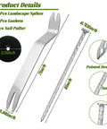 Pro Grade 50 Pack Landscape Fabric Stakes With Gaskets, 8 Inch Galvanized Spiral Turf Nails, nail puller, and 2.3 inch gasket
