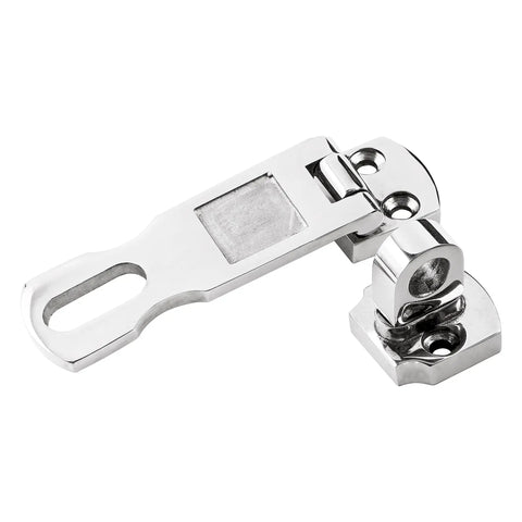3 Inch 316 Stainless Steel Marine Grade Door Hasp Features Swivel Action With Turn Padlock Eye for gate and boat security.