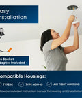 Installation of a 4-Inch LED Recessed Downlight Retrofit Kit With Pre-Mounted Trim And Standard Base Adapter 2700K Soft White Dimmable