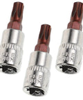 Heavy Duty Tamper Proof Hex Bit Sockets And Star Socket Set For Ratchet Wrenches Heat Treated Steel bits in chrome finish.