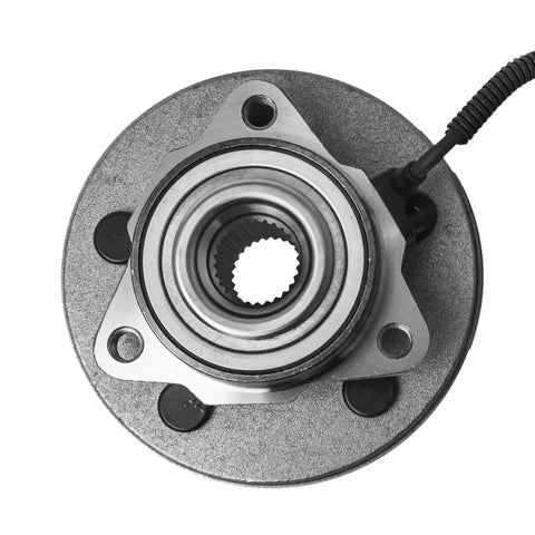Front Wheel Hub And Bearing Assembly Pair For Ford Explorer Sport Trac Mercury Mountaineer 5 Lug ABS plug and play twin pack top view.