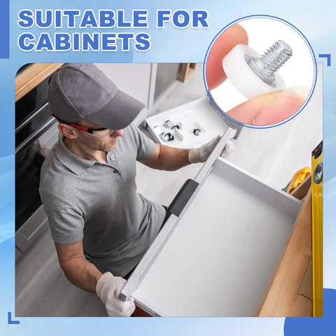 Ditch The Jittery Drawer With 19 mm White Slider Rollers Upgrade Your Cabinet Doors shown in installation process.