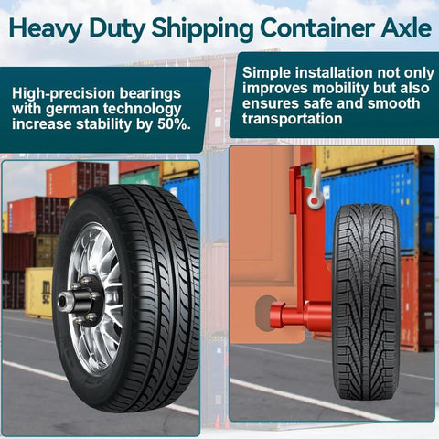 Two Pack Heavy Duty Shipping Container Wheels Kit With 6 Lug Axle, High Weight Capacity Up To 8,800 Pounds Per Wheel