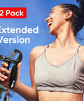 Grip Strength Trainer Set Two Pack With Adjustable Resistance 10 To 130 Lbs Hand Gripper in hand of woman exercising outside.