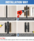 Step-by-step installation guide for Seven Inch Black Hidden Door Hinges For Secret Rooms And Bookcase Doors.