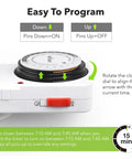 24 Hour Plug In Mechanical Timer with Built In Dial instructions, showing pins and clock dial position for aquarium lights