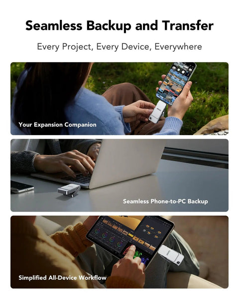 D70E 1TB External SSD With Dual USB C And USB A, Cable Free High Speed Portable Drive Up To 2000MB/s Read And 1800MB/s Write