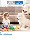 Top Tier 5G And 24G Dual Band Wifi Light Bulb Security Camera For Outdoor Home Surveillance With Hella Sharp Color Night Vision, child playing and dog.