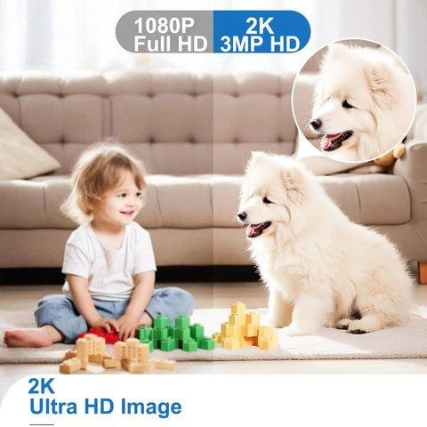 Top Tier 5G And 24G Dual Band Wifi Light Bulb Security Camera For Outdoor Home Surveillance With Hella Sharp Color Night Vision, child playing and dog.
