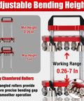 Sheet Metal Edge Roller Bender For 0-100 Degree Bends showcasing adjustable bending height with alloy chamfered rollers for precision