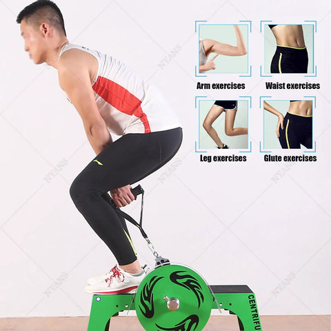 Full Body Flywheel Trainer With Anti Slip Platform Harness Straps For Heavy Overload Workouts showing arm and leg exercises demo.