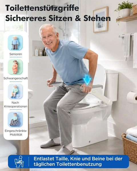Built Tough Flip Up Toilet Safety Rails With Smooth 115 Degree Swing And Reliable Four Level Height Adjustments Delivers Solid 330 Pound Support For Hassle Free Bathroom Access.