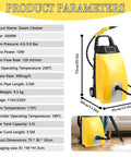 Sotikarery 3000W Powerful Steam Cleaner With 3.5 Tank And High Temp Ozone Function dimensions and product parameters illustration.