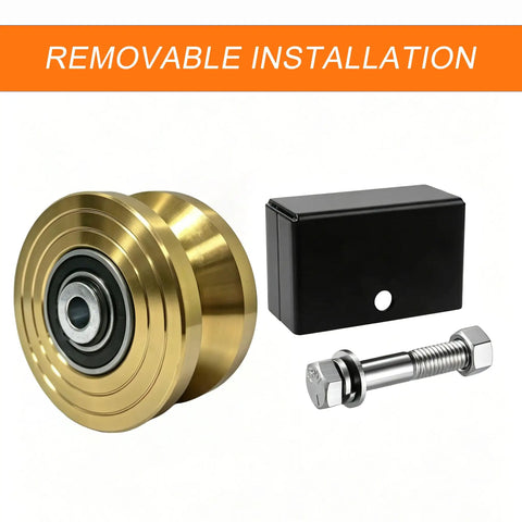 4 Inch Sliding Door Rollers V Groove Wheels With Welded Brackets Double Bearing 3000 Lb Capacity parts including wheel, screw, and box.