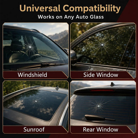 Hella Reliable Nano Glass Repair Fluid Windshield Fix Kit for Windshield, Side Window, Sunroof, and Rear Window cracks.