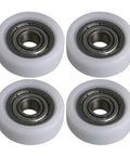 Heavy Duty Nylon Pulley Wheels With Slick Roller Bearings For Breeze To Install Sliding Windows Doors And Cabinet Drawers 5X19X7MM White Coated Finish Pack Of Four.
