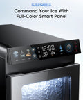 Smart Nugget Ice Maker For Countertop With Smartphone App Control And A Spacious 1.14 Gallon Side Tank features a smart panel display.