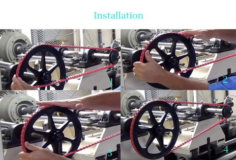 Installation of Adjustable Half Inch Wide V Belt Four Feet A4L Type A Link Belt on machinery