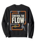 Jobsite Tough Vintage Sweatshirt Tailored For Legitimate Plumbers And Pipefitters Featuring Weathered Valve And Wrench Graphic in black