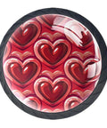 4 Piece 35 mm Glass Cabinet Knobs With Sleek Red Heart Design And Heavy Duty Stainless Steel Hardware Solid Drawer Pulls And Cupboard Handles For Next Level Home Refresh Projects close-up view showing the vibrant heart pattern.