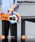 Heavy Duty Electric Ratchet Pipe Threader Machine With 6 Dies Carrying Case Powerful 2300W Copper Motor for threading pipes.