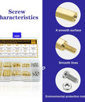 Top Shelf 280 Pcs M2.5 Motherboard Standoffs And Premium Brass Screws Kit For Desktop Builds And Electronics in organized display.
