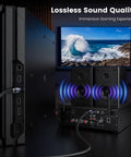 Top Tier Toslink Optical Audio Cable With SPDIF Fiber Optic Design For Punchy Bass And Crystal Clear Stereo Plug And Play Simplicity Built To Run Your Home Theater And Gaming Rigs Without Skip Or Lag 3.28 Feet connecting gaming console to speakers for clear sound.