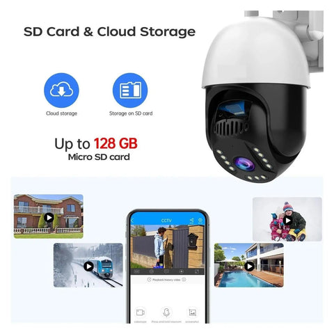 Built Tough 5MP PtZ Outdoor Security Camera Features Rock Solid IP66 Weatherproof Build with SD card and cloud storage option.
