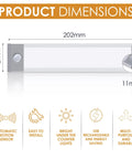 58 LED Motion Sensor Light Indoor Wireless USB Rechargeable Closet Cabinet Light dimensions and features display