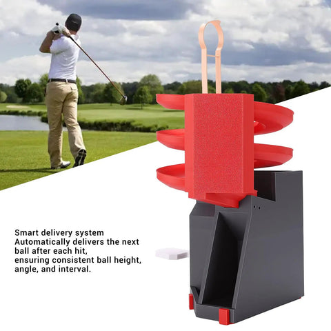 Portable Golf Ball Dispenser With Automatic Ball Delivery And Smart Tee Up System on a golf course