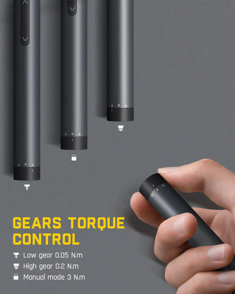 Hand holding Mini Electric Precision Screwdriver Kit With LED Light And 24 Magnetic Bits High Torque 3 Nm Torque Levels