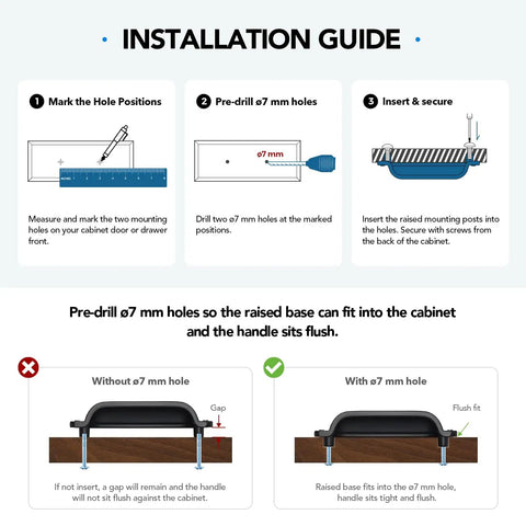 Installation guide for Slick Champagne Bronze Cabinet Pulls With Three Inch Handle Center Solid Zinc Alloy Cup Handles.