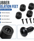 Heavy-Duty Rubber Isolation Feet Four Pack With Steel Inserts-Badass Anti-Vibration Dampening Pads For Amps Subs And Turntables-Smooth Operator Audio Setup Upgrade For Crisp Bass And Ultra Clear Stereo Mixes with black rubber pads and screws