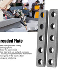 Pro Grade Stainless Steel M4 Threaded Mounting Plates Featuring Precision Five Hole Grid held by robotic arm for assembly tasks.