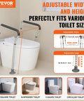Built Tough Toilet Safety Rail With Padded Armrests, Adjustable Bathroom Safety Frame Fits Most Toilets, showing adjustable arms and legs.