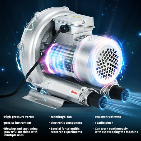 Heavy Duty High Pressure Vortex Ring Blower Six Tenths Horsepower 41CFM 110V 60Hz Single Phase Industrial Vacuum Pump
