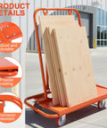 Heavy Duty Drywall Sheet Cart With Smooth Rolling Steel Wheels, Detachable Wall Panel Trolley crafted for easy hauling with stacked panels.