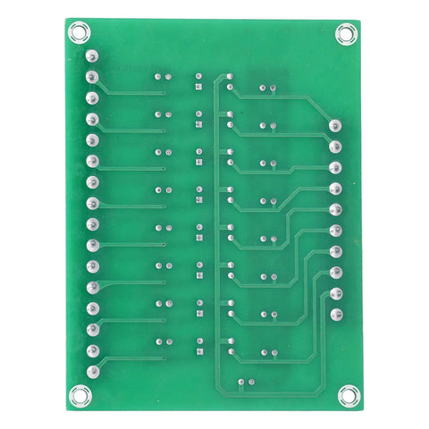 Back view of Optical Isolation Module 8 Channel Optocoupler PLC Signal Converter Board showing circuit traces