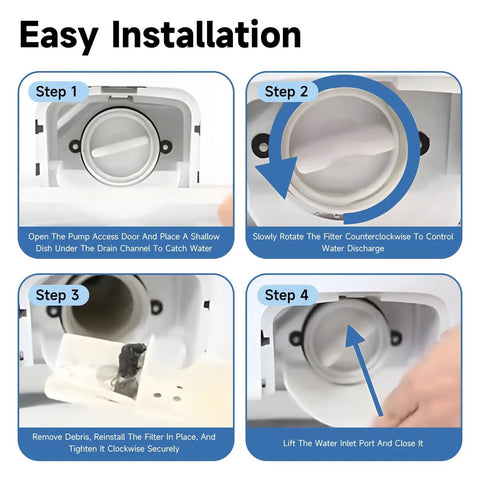 Easy installation steps for Washer Drain Pump Filter Replacement For GE Washing Machines GFW450 Series GFW550SSN0WW