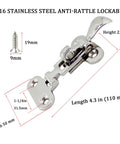 Rock Solid Heavy Duty 316 Stainless Steel Boat Hatch Latch Lockable Anti Rattle Clamp With Padlock Eyelet - 4.3 in length