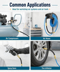 Flex Your Grip With Badass Flexible Air Compressor Whip Hose Kit Made From Sturdy Rubber Tubing in use with air compressors and spray guns.