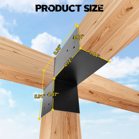 Three Way Pergola Brackets L Shaped Right Angle Corner Brackets For Four By Four Beams Indoor Outdoor Wood DIY For Pavilion Gazebo Porch Deck Cabin Four Pack