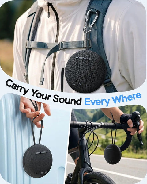 Round One Bluetooth Speaker With IPX8 Waterproof Shower Rating And Loud HD Sound Featuring 35W Peak Power 20W used outdoors